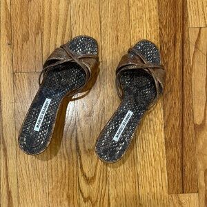 Manolo Blahnik Cork Print Sandals